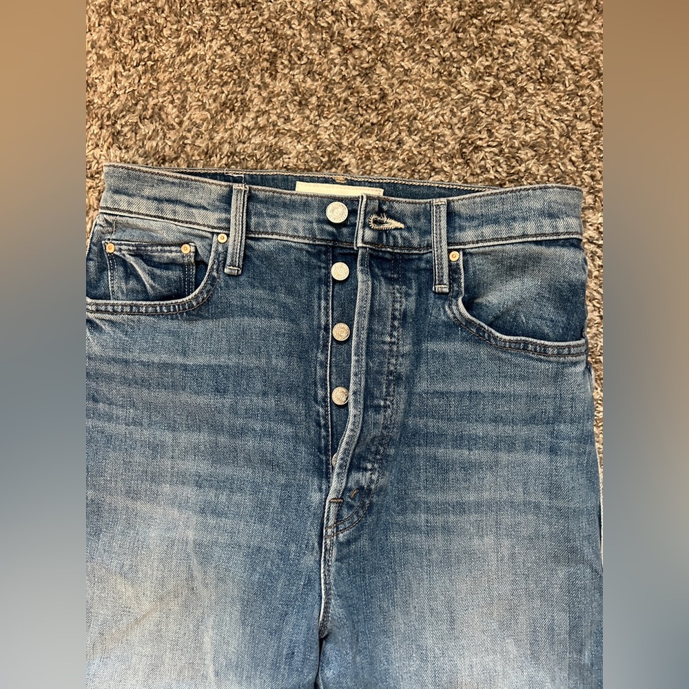 MOTHER Women's Straight Leg Jeans - Medium Blue Wash - Picture 10 of 11